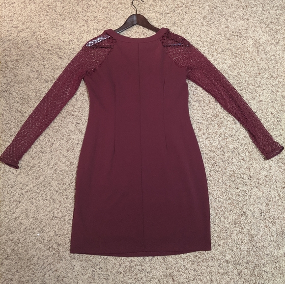 Burgundy Dress Laundry by Shelli Segal Mesh Sleeve - Picture 2 of 5